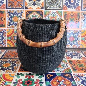 Clare V. Pot de Miel w/Bamboo Handle in Black